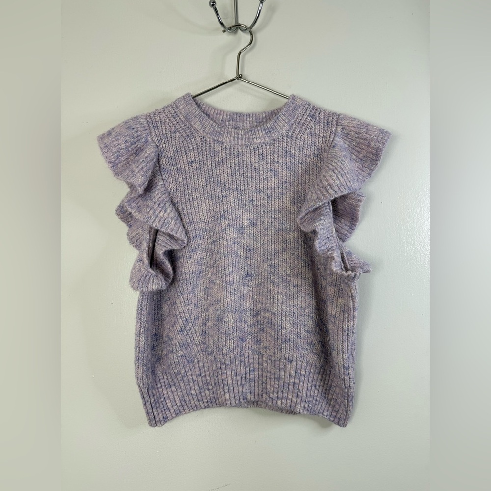 Tularosa lilac, sleeveless, ruffle arm, knit sweater vest L